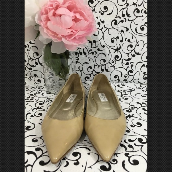Jimmy Choo Natural Pointy Toe Ballet Flats - Picture 2 of 8